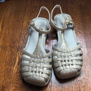 Melissa aranha quadrada sandals 7 gold glitter